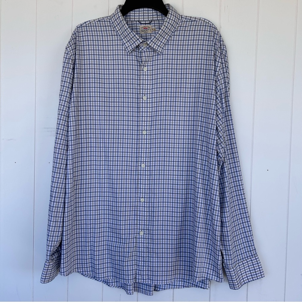 Faherty Men’s Button Down Shirt Long Sleeves Check Pattern‎ Size XXL